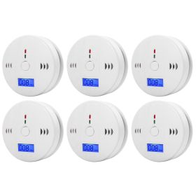1-6Pcs CO Sensor Carbon Monoxide Detector Sound Independent CO Poisoning Warning Alarm Detectors Meter Kitchen Fireplace Indoor (Color: 6PCS, Ships From: CN)