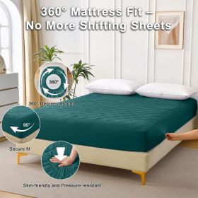 Diamond Grid Ultrasonic Waterproof Mattress Protector, QUEEN (Color: Green)