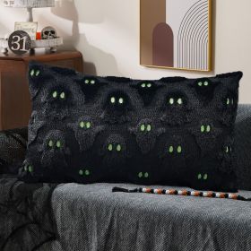 Halloween Pillow Covers 12x20 inch Set of 2 Beige Ghost Throw Pillow Cases Soft Plush Faux Fur Wool Couch Cushion Case for Chair Sofa Bedroom Liv (Color: Black    20" x 12" (Pack of 2))