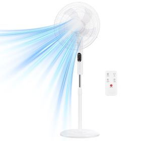 Remote Control Quiet Standing Fan, Oscillating Pedestal Fan with Adjustable Height, Timer and Multiple Modes for Bedroom Office (Color: White)