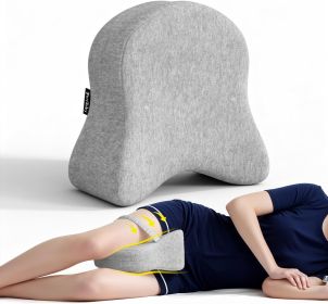 Knee Pillow for Side Sleepers - Smooth Spine Alignment Pillow, Memory Foam Knee Pillows for Back Hip Pain, Spine Aligning, Sciatica, Surgery Reco (Color: Grey-extra Soft)
