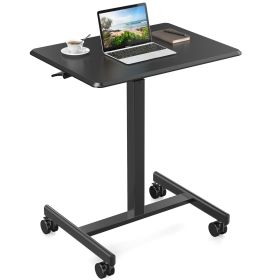 Adjustable Rolling Desk Laptop Computer Cart for Home, Office, Classroom,Overbed Table (Color: Black)