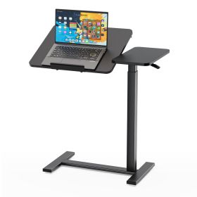 Adjustable Overbed Table with Wheels, Mobile Rolling Laptop Desk, Tilting Bedside Table for Laptop, Bed, Sofa, and Office Use (Color: Black)