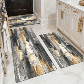 Three-piece kitchen rug set, non-slip and washable, abstract pattern kitchen hallway rug, soft and comfortable, suitable for sinks, floors, entra (Main Color: White, Main Material: Polyester)