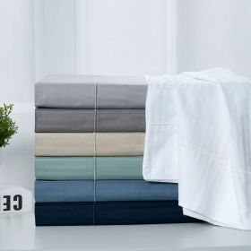 Kathy Ireland 500 Thread Count Damask Stripe Sheet Set (Color: Classic Blue, size: KING)