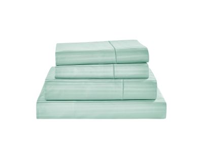 Kathy Ireland 500 Thread Count Damask Stripe Sheet Set (Color: Granite Green, size: TWIN)