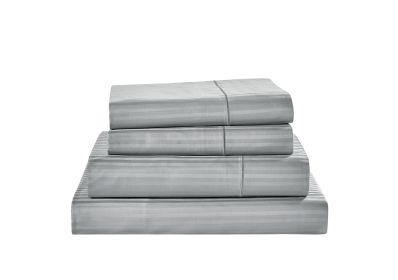 Kathy Ireland 500 Thread Count Damask Stripe Sheet Set (Color: Grey, size: Full)