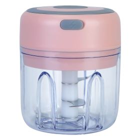 Mini Electric Garlic Chopper Ginger Chopper with 8.45OZ Capacity Cordless Garlic Mincer Food Chopper (Color: Pink)