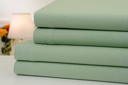 Bibb Home Solid Flannel 4 Piece Sheet Set (Color: Sage, size: CAL KING)